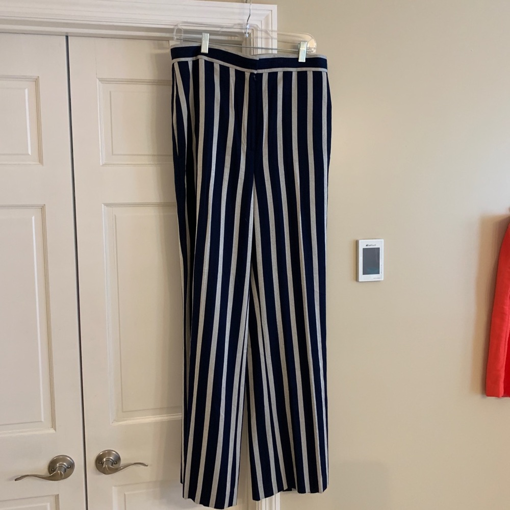 Ann Taylor Navy & Grey Striped Wide leg Pants Size 12